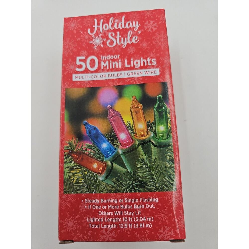 Mini Holiday Lights 50 Multi Colored Steady Burning Flashing 12.5'/10' Lot of 10